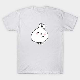 Kiss sticker, Love you sticker, Cute white rabbit, Valentines day, Kawaii rabbit, Pink sticker T-Shirt